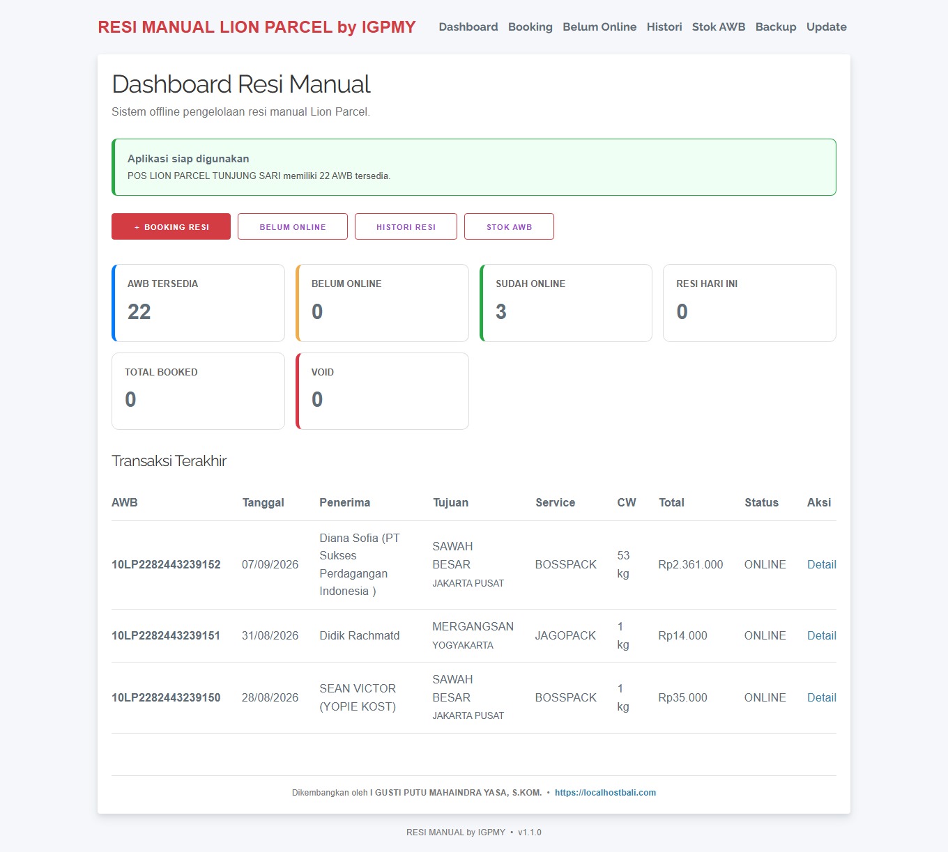 Resi Manual Lion Parcel
